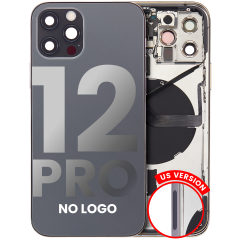 Back Housing W/ Small Components Pre-Installed Compatible For iPhone 12 Pro (US Version) (No Logo) (Aftermarket Plus) (Graphite)
